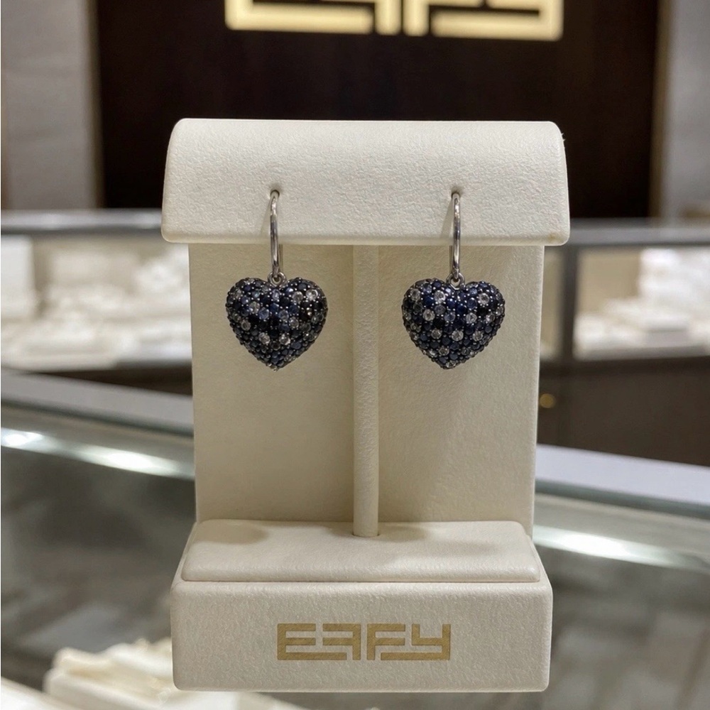 Heart Crystal Keychain Charm in Navy and Clear